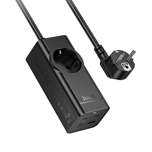 Extensão HOCO NS9, 1 x Schuko, Preto