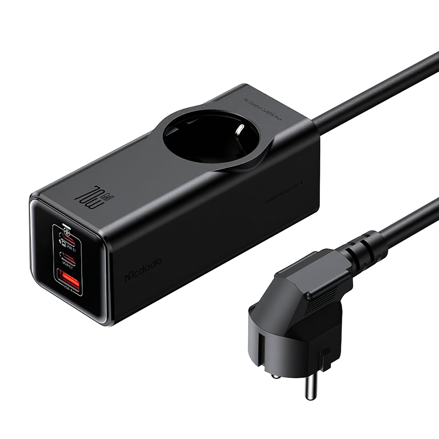Extensão McDodo CH-4620, 1 x Schuko, Preto
