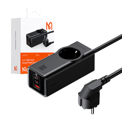 Extensão McDodo CH-4620, 1 x Schuko, Preto