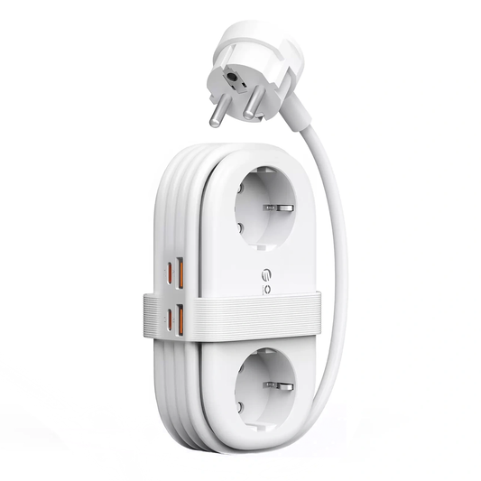 Extensão Orico AP3, 2 x Schuko - 2 x USB-A - 2 x USB-C, Branco