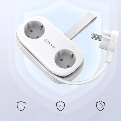 Extensão Orico AP3, 2 x Schuko - 2 x USB-A - 2 x USB-C, Branco