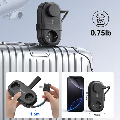 Extensão Orico AP3, 2 x Schuko - 2 x USB-A - 2 x USB-C, Preto