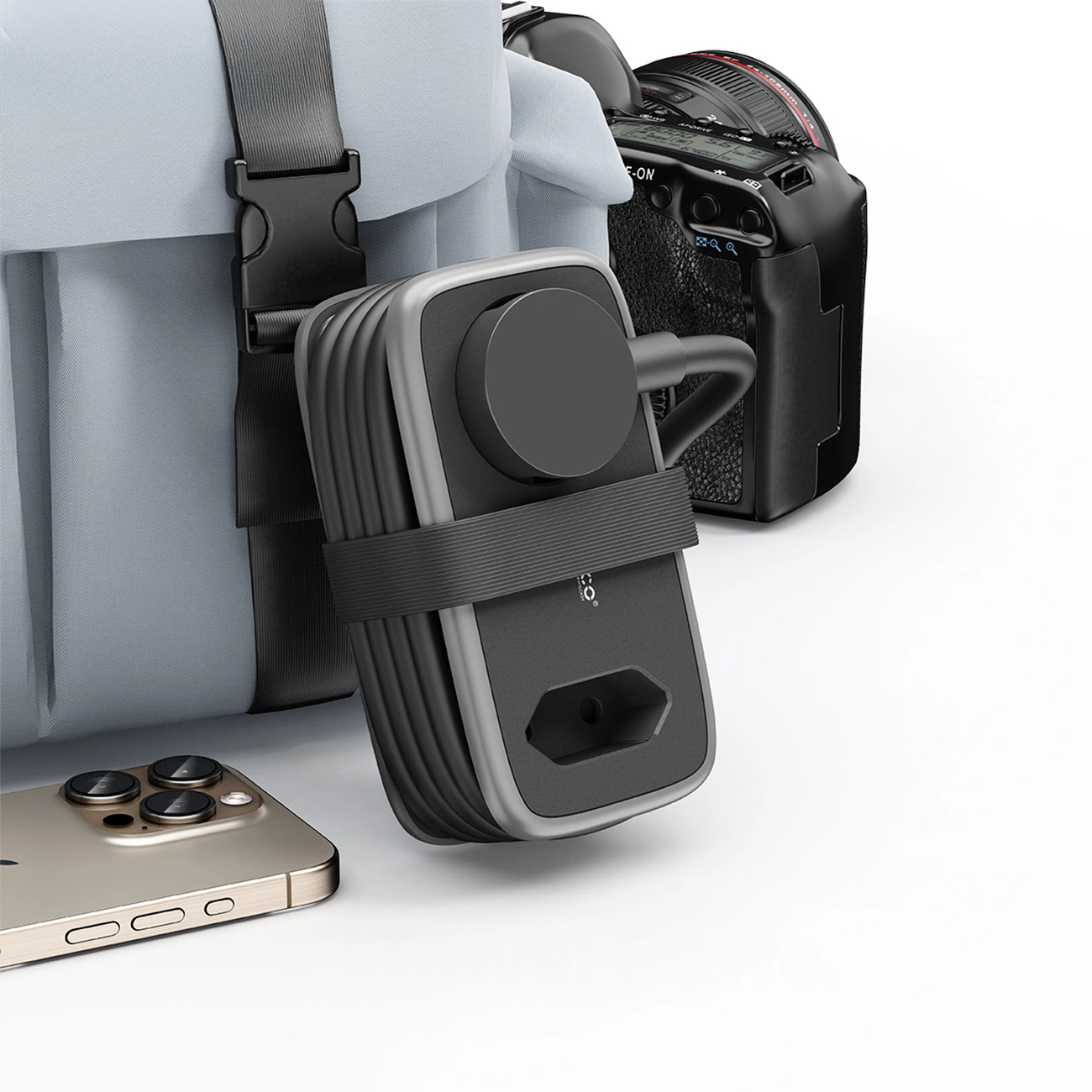 Extensão Orico APP, 1 x Schuko - 1 x Tomada - 2 x USB-A - 1 x USB-C, Preto Cinzento
