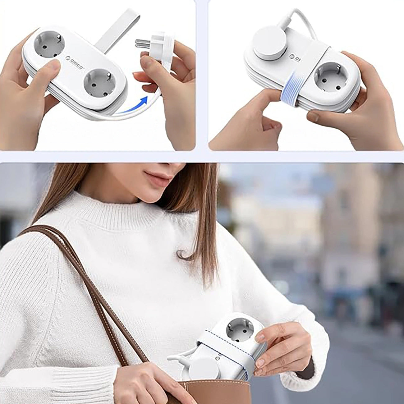 Extensão Orico APP, 2 x Schuko - 2 x USB-A - 1 x USB-C, Branco