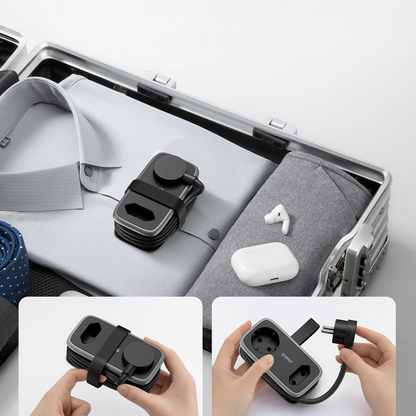 Extensão Orico APP, 1 x Schuko - 1 x Tomada - 2 x USB-A - 1 x USB-C, Preto Cinzento