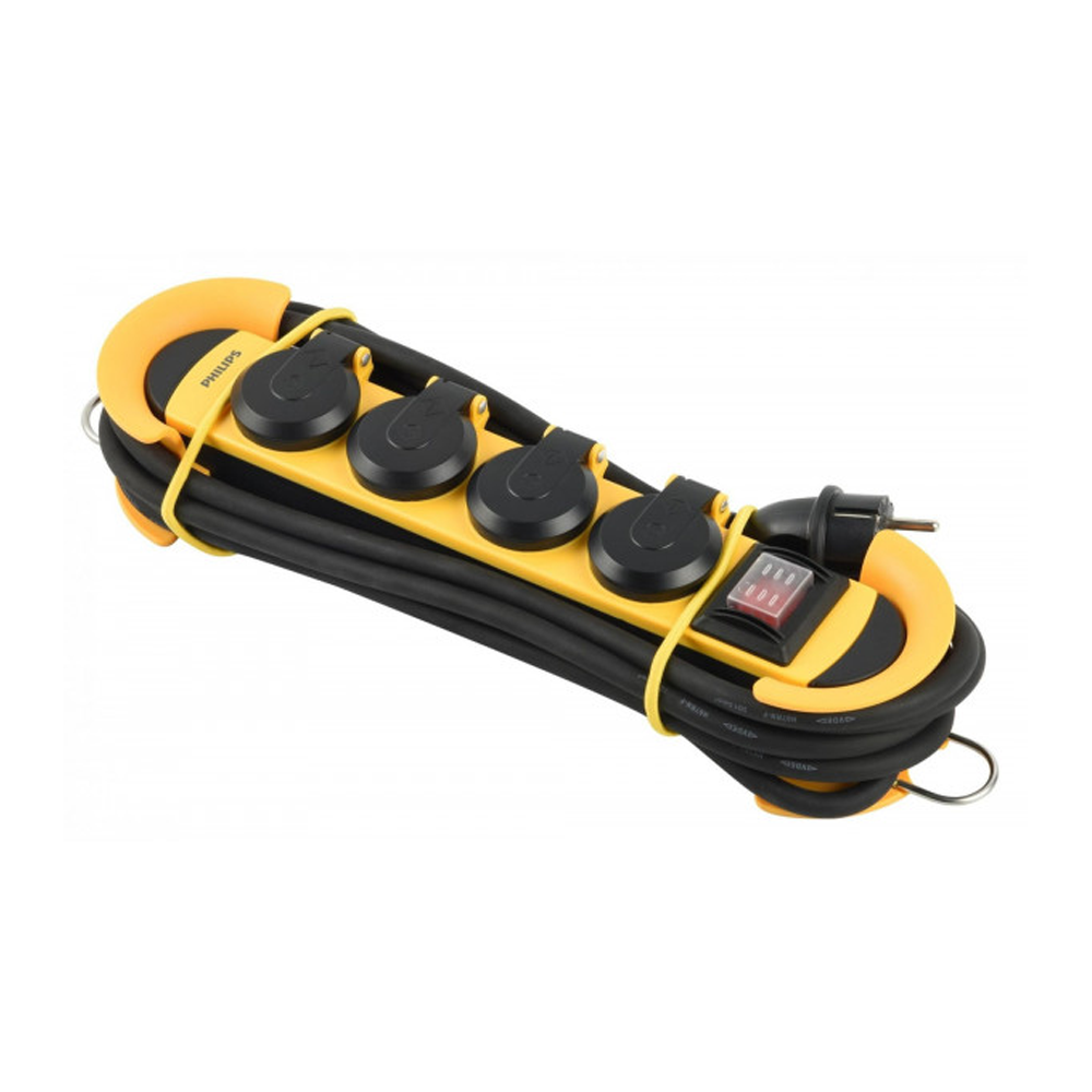 Extensão Philips, 4 x Schuko, Amarelo Phil-SPN5140YB/60