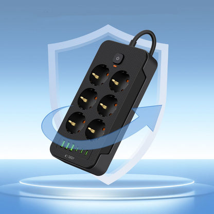 Carregador de rede Tech-Protect PC6X6, 3 x USB-A - 3 x USB-C - 6 x Schuko, preto 