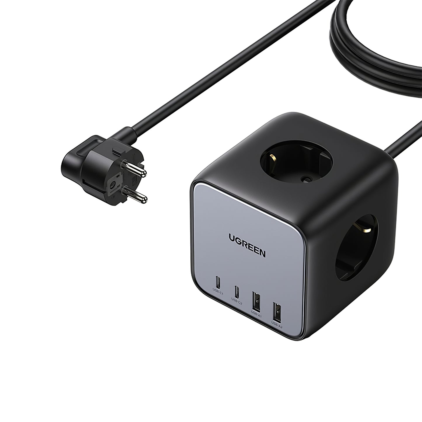 Carregador de rede UGREEN CD268, 65 W, 4,5 A, 2 x USB-A - 2 x USB-C - 3 x Schuko, cinzento