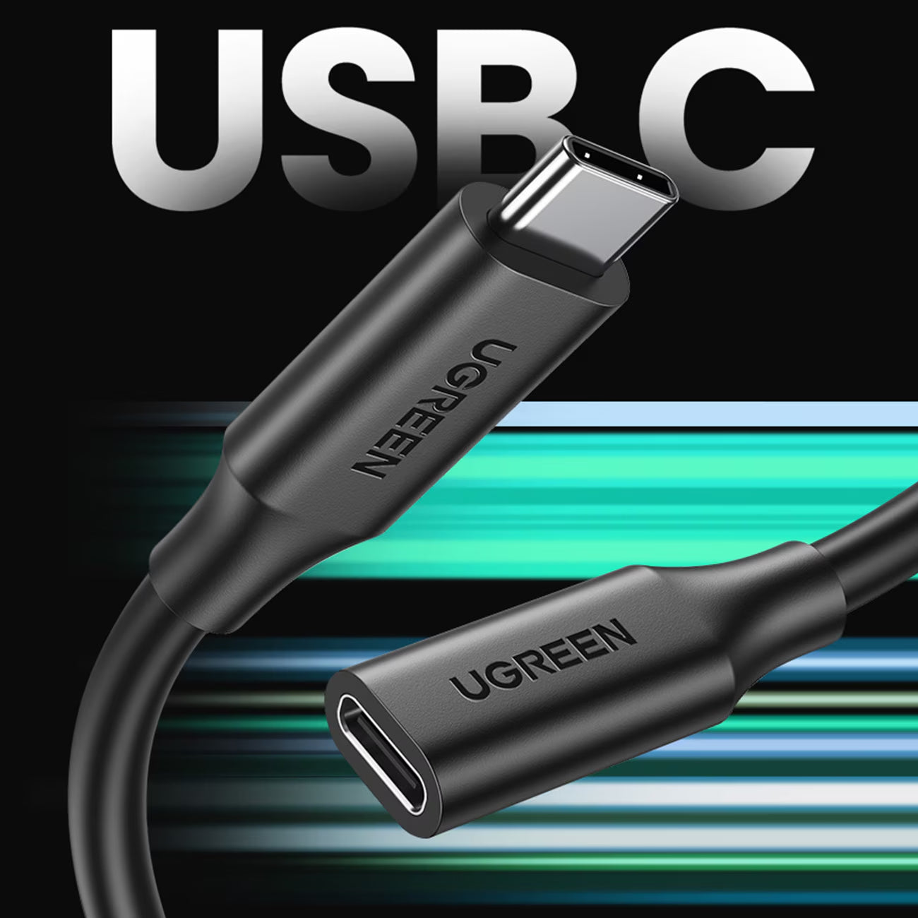 Extensão USB-C UGREEN US353, 1m, Preto