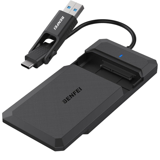 Rack Benfei para HDD / SSD SATA 2.5 polegadas, USB-A / USB-C UASP, Preto