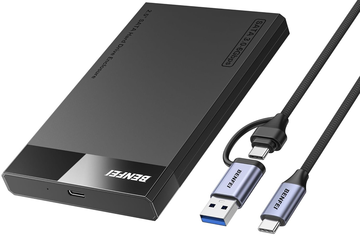 Rack Benfei para HDD / SSD SATA 2.5 polegadas, USB-A / USB-C, Preto