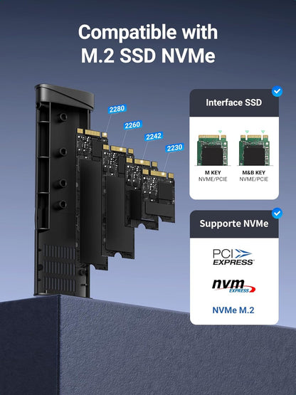 Rack UGREEN CM767 para SSD SATA M.2 NVMe, Cinzento