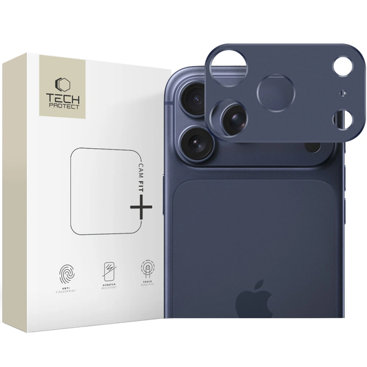 Moldura de proteção para Câmara Traseira Tech-Protect Camalloy Fit+ para Apple iPhone 17 Pro Max, Alumínio, Azul-marinho