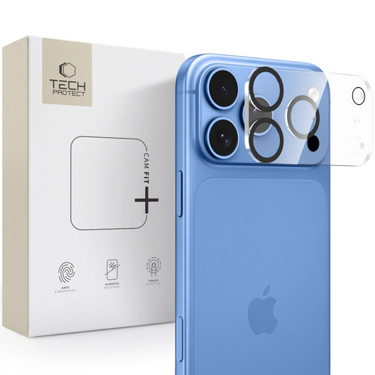 Moldura de proteção para Câmara Traseira Tech-Protect Cam Fit+ para Apple iPhone 18 Pro, Vidro Temperado, Transparente