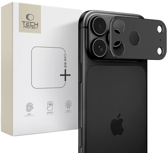 Moldura de proteção para Câmara Traseira Tech-Protect Camalloy Fit+ para Apple iPhone 18 Pro Max, Alumínio, Preta