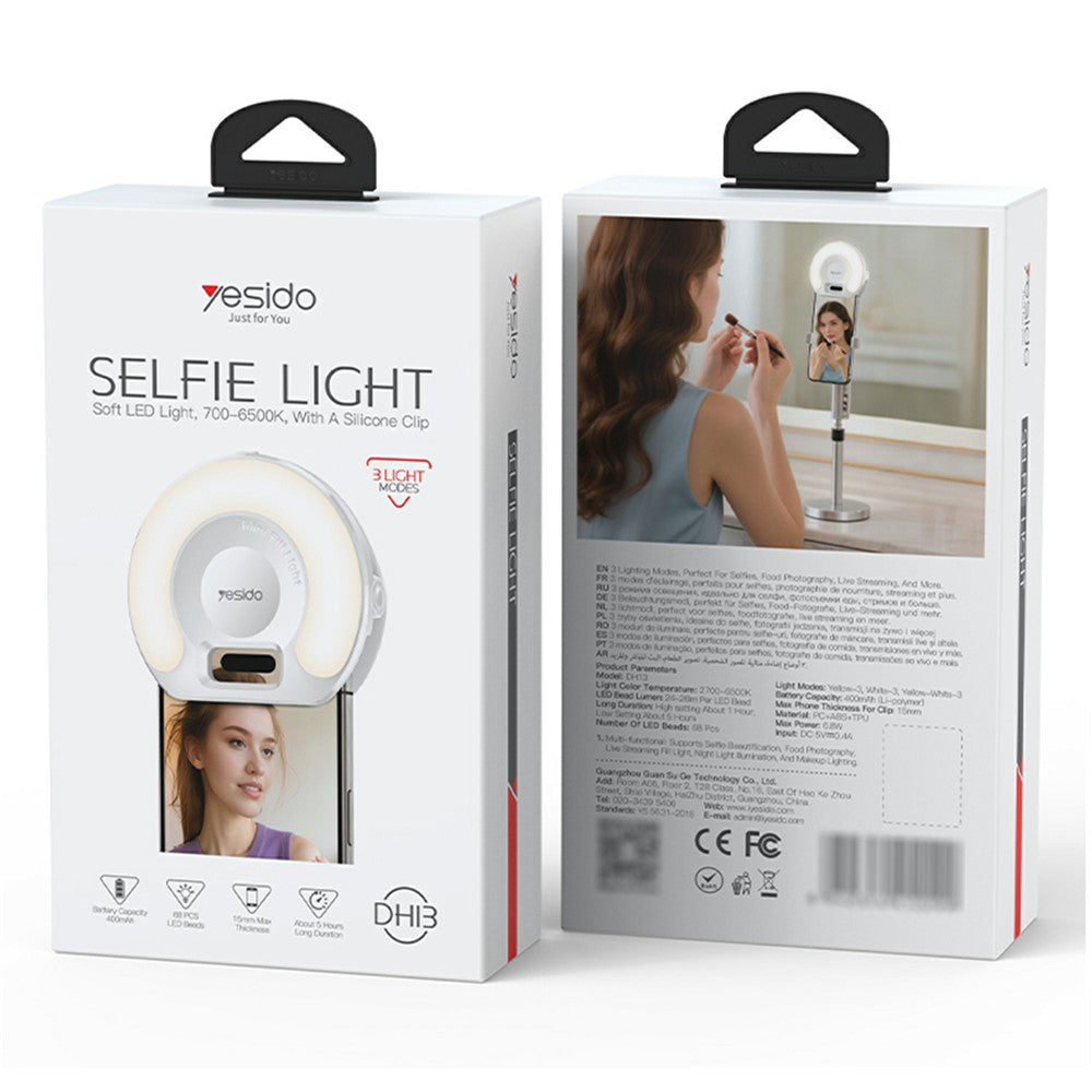 Selfie Light Yesido DH13, Universal, Branco