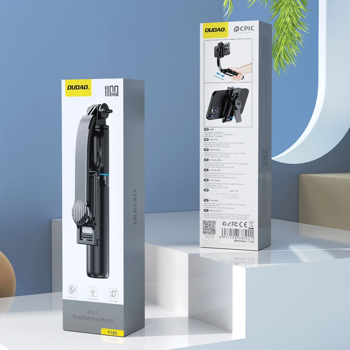 Selfie Stick Bluetooth Dudao F18S 4em1, Universal, Preto