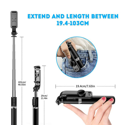 Selfie Stick Bluetooth Techsuit Q02, Universal, Preto