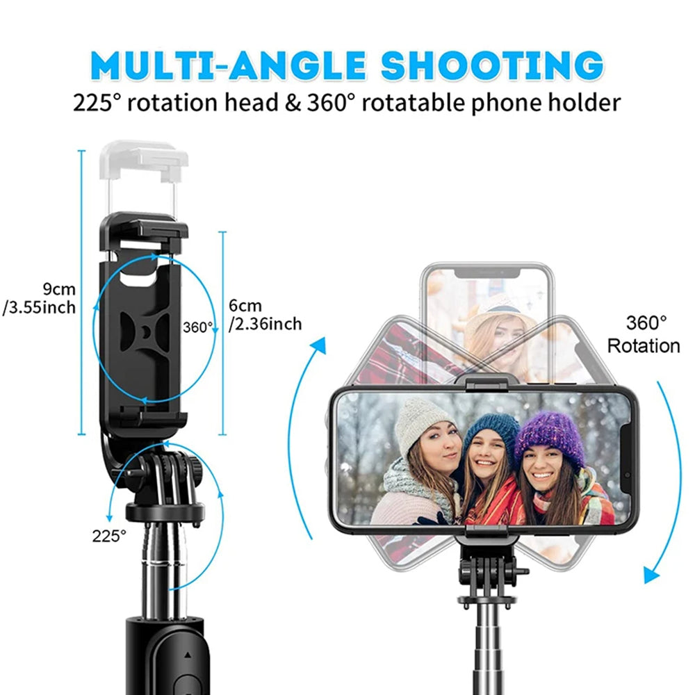 Selfie Stick Bluetooth Techsuit Q02, Universal, Preto