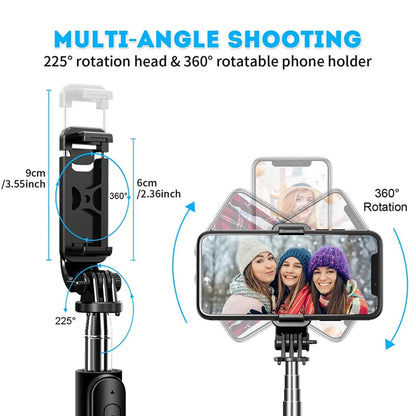 Selfie Stick Bluetooth Techsuit Q02, Universal, Preto