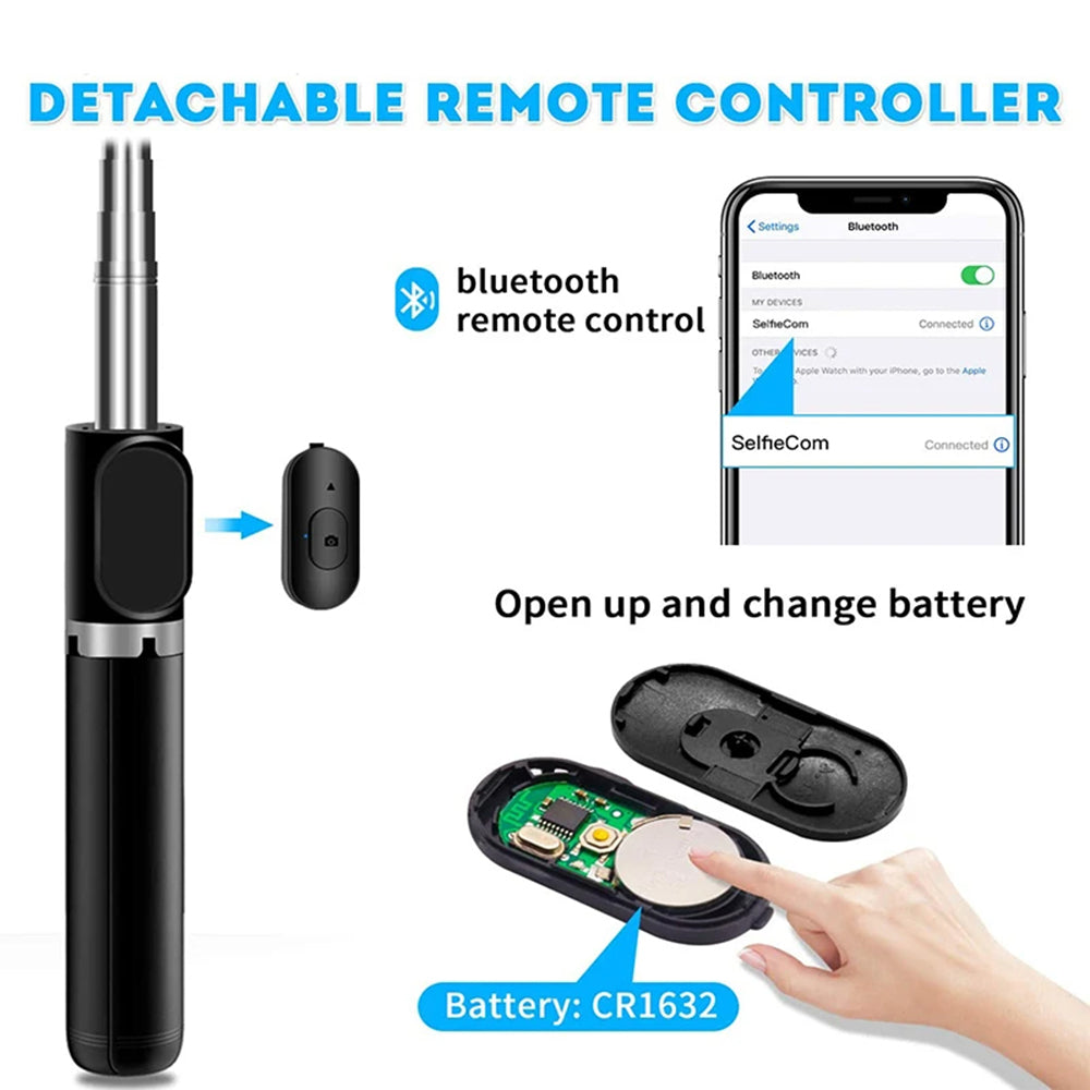 Selfie Stick Bluetooth Techsuit Q02, Universal, Preto