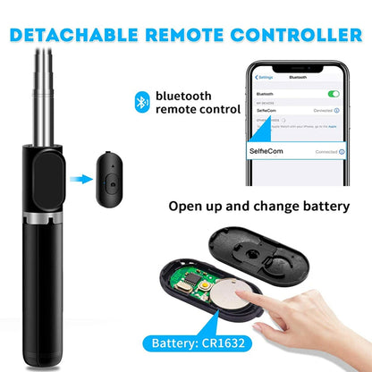 Selfie Stick Bluetooth Techsuit Q02, Universal, Preto