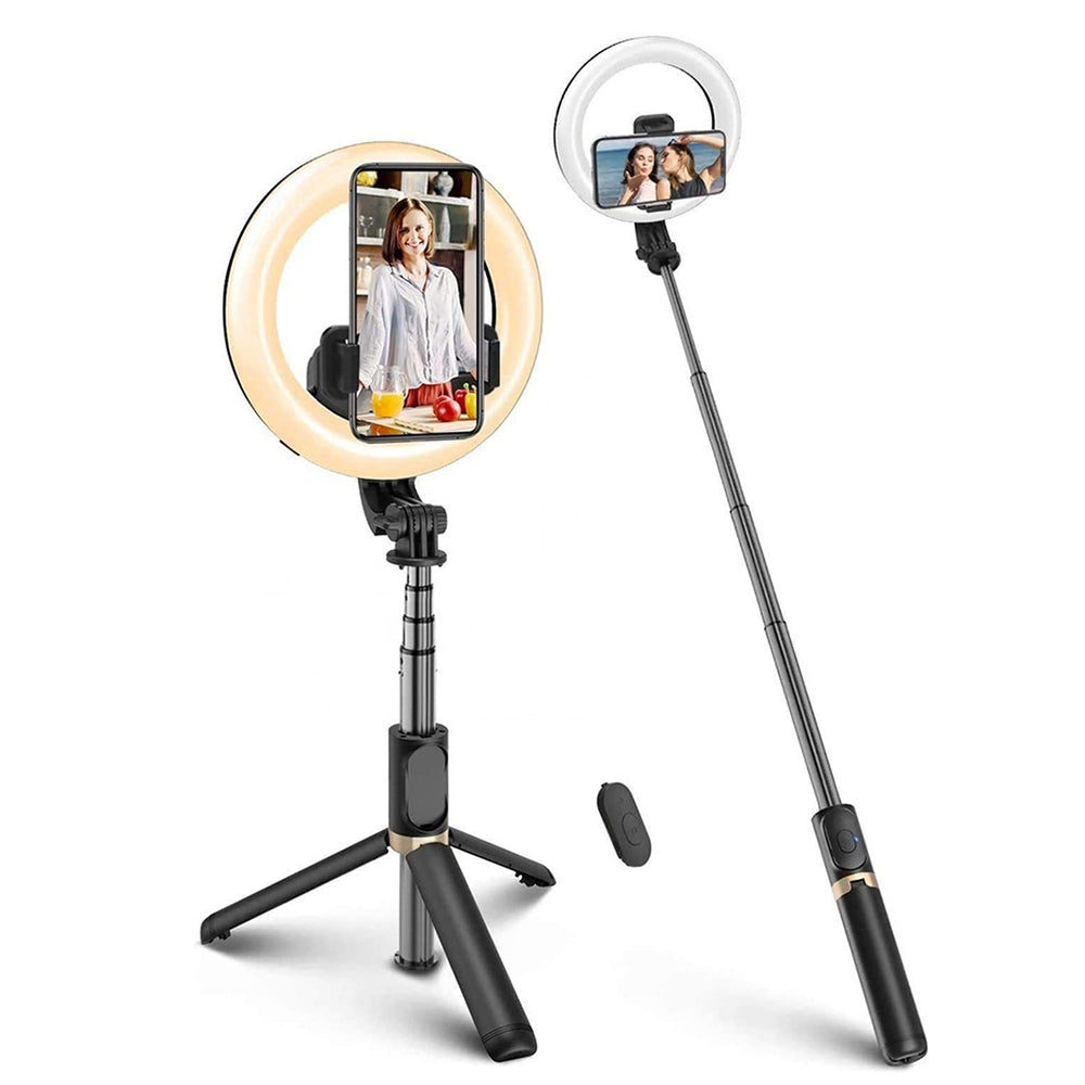 Selfie Stick Bluetooth Techsuit Q07 Ring Light, Universal, Preto