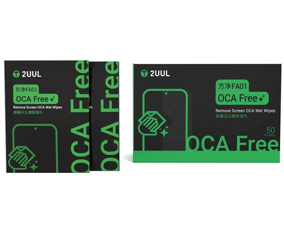 Toalhetes de Limpeza Húmidos 2UUL FA01 para remoção de Cola OCA / LOCA, Conjunto de 50 unidades