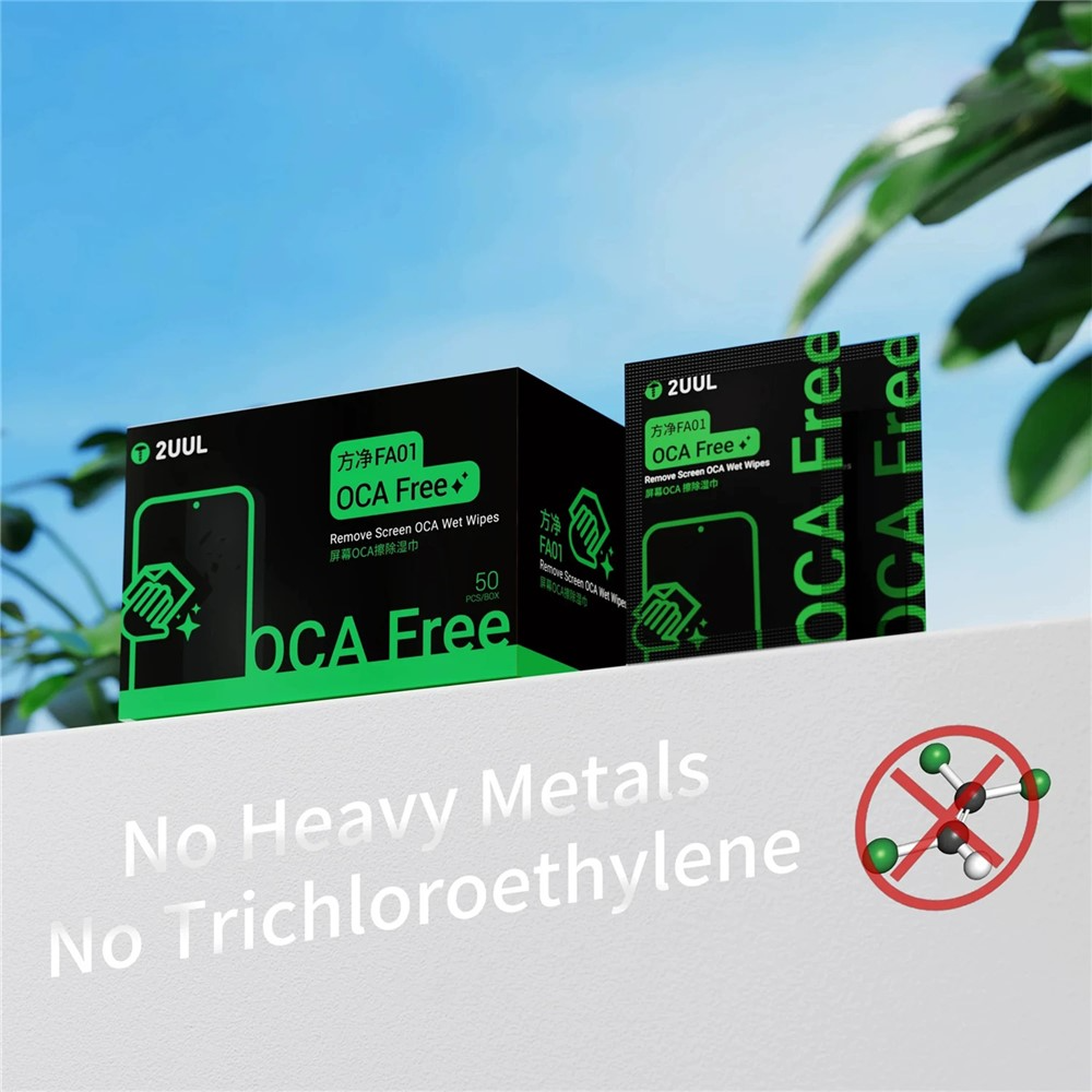Toalhetes de Limpeza Húmidos 2UUL FA01 para remoção de Cola OCA / LOCA, Conjunto de 50 unidades
