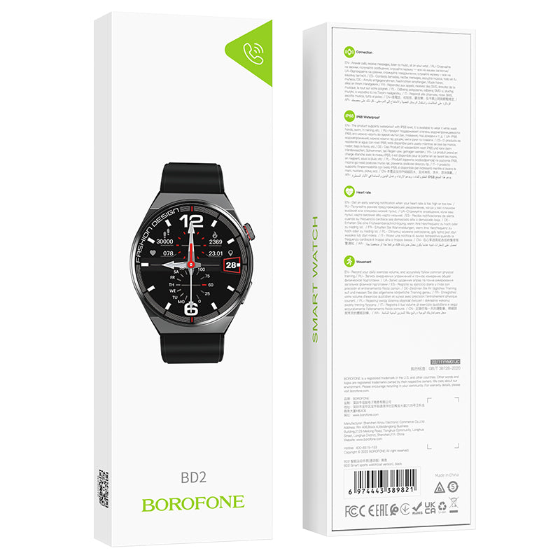 Borofone BD2 smartwatch, Preto 