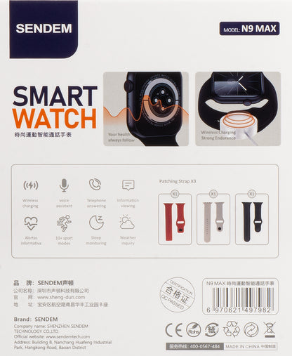 Sendem N9 Max smartwatch, Preto 