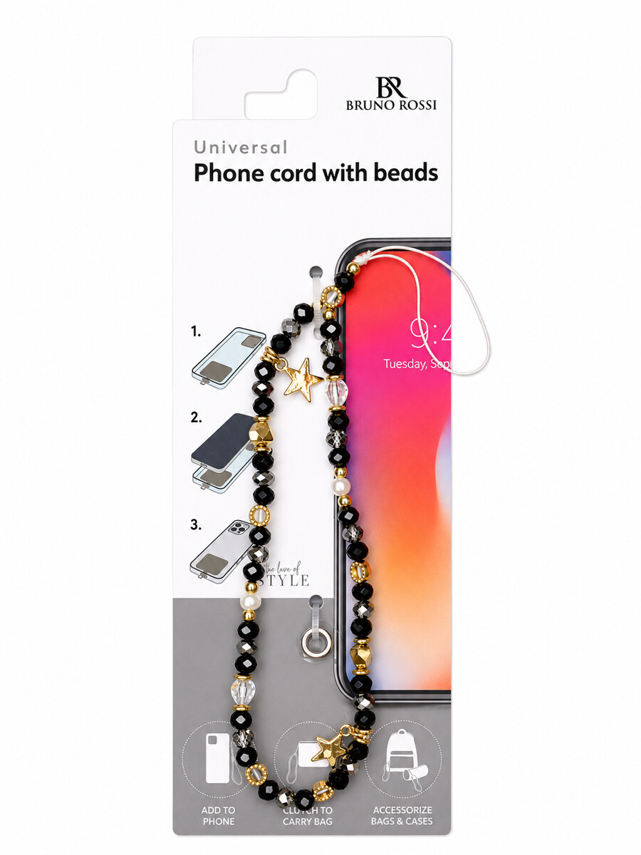Bruno Rossi BT-04 Beaded Phone Strap, Multicolor