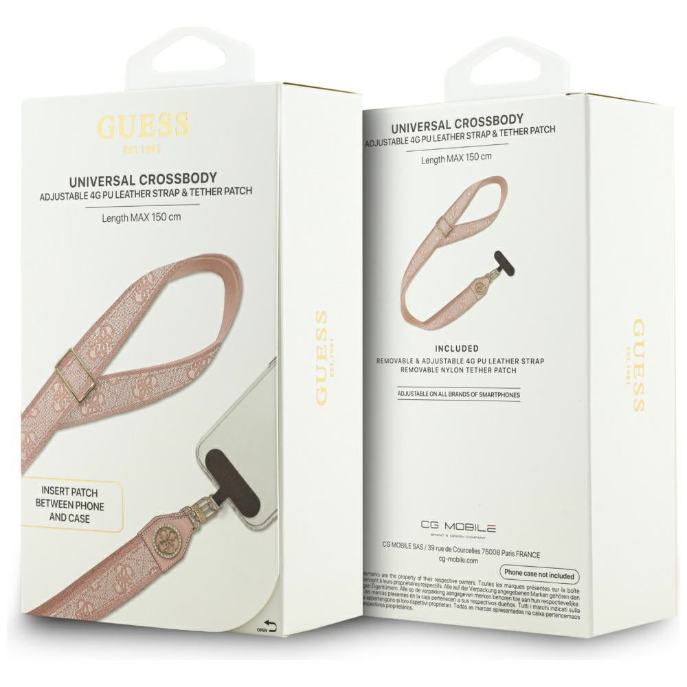 Cordão para Telefone Guess 4G Strass Metal Logo, Rosa