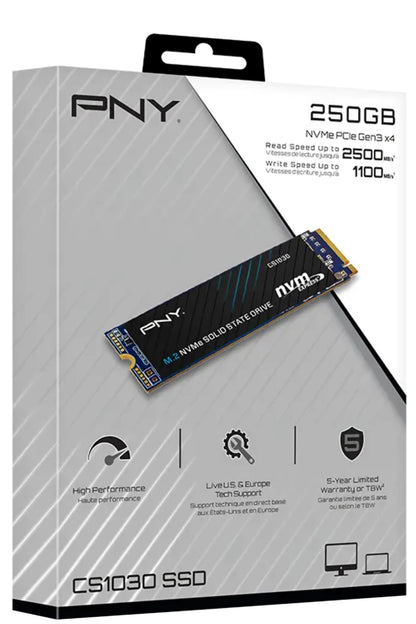 Unidade de Estado Sólido (SSD) PNY CS1030, 250GB, NVMe M.2 2280, PCIe M280CS1030-250-RB