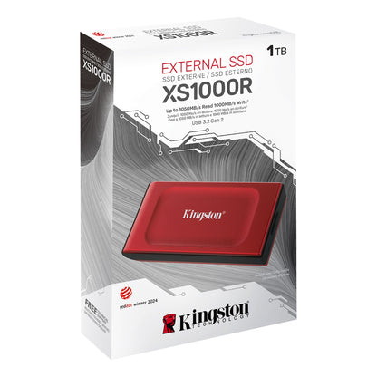 Solid State Drive (SSD Externo) Kingston XS1000, 1TB, Vermelho SXS1000R/1000G