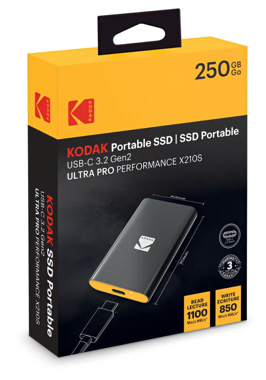 Solid State Drive (SSD Externo) Kodak X210S, 250GB, Preto EKSSD250GX210SK