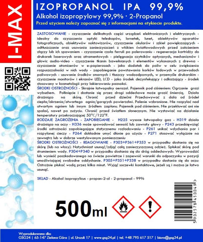 Spray de Limpeza Álcool Isopropílico GSG24 I-Max, 500ml