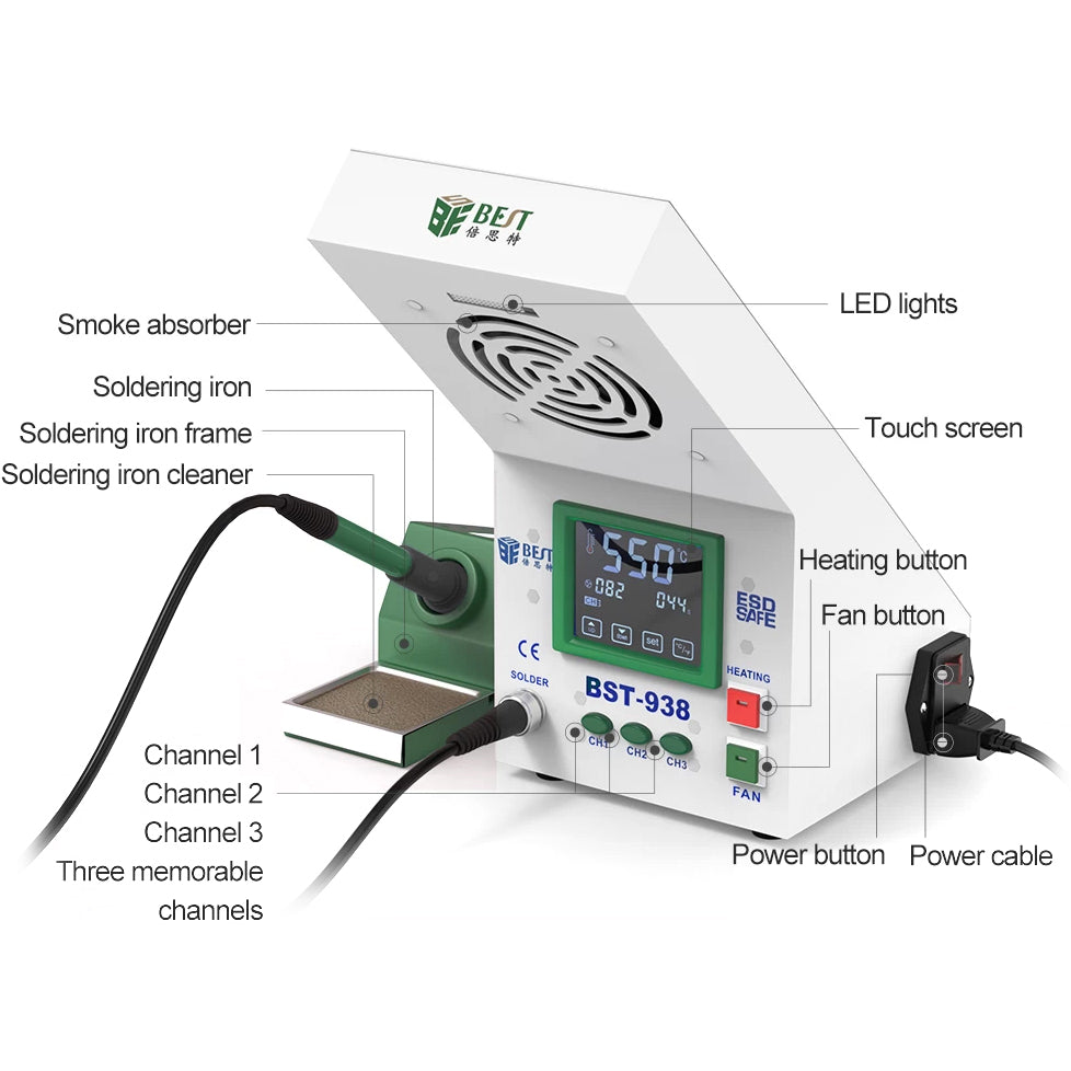 Letcon Best BST-938 Estação Letcon BST-938, com extrator de fumo