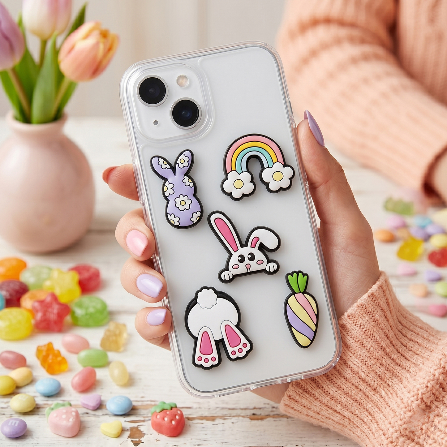 Autocolante 3D OEM Bunny para Capa de Telemóvel / Tablet, Conjunto de 5 peças, Multicolor