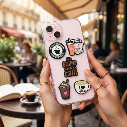 Autocolante 3D OEM Coffee para Capa de Telemóvel / Tablet, Conjunto de 5 peças, Multicolor