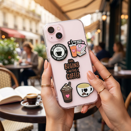 Autocolante 3D OEM Coffee para Capa de Telemóvel / Tablet, Conjunto de 5 peças, Multicolor