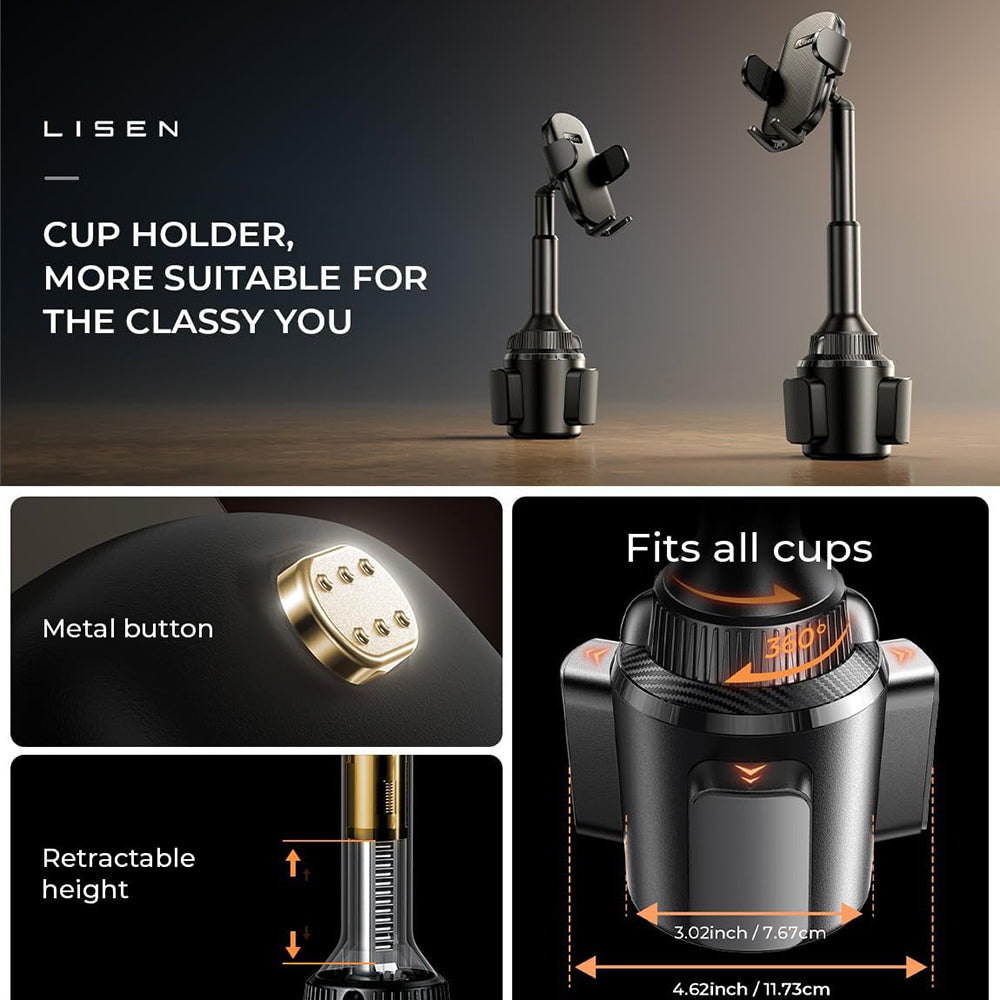 Suporte Auto Lisen, 4.7inch - 7.2inch, Preto YL0220100001