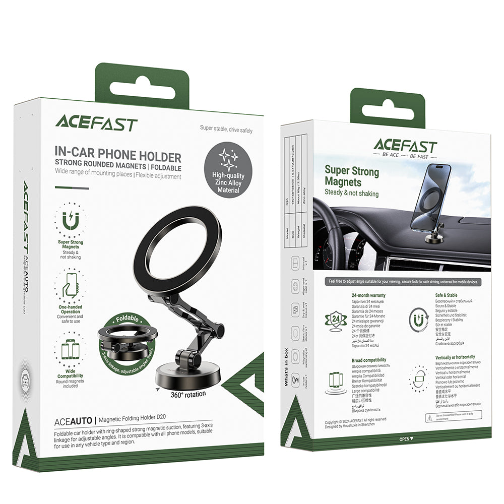 Suporte Auto Magnético Acefast D20, Universal, Cinzento