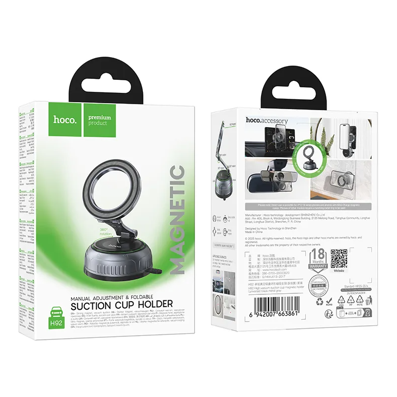 Suporte Auto Magnético HOCO H92, Universal, Cinzento