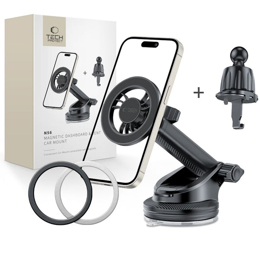 Suporte magnético para automóvel Tech-Protect N56, universal, preto