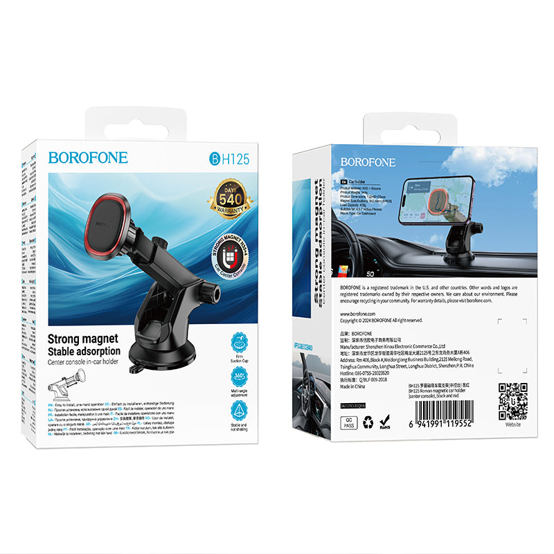 Suporte Automóvel Magnético Borofone BH125 Roman, Universal, Preto