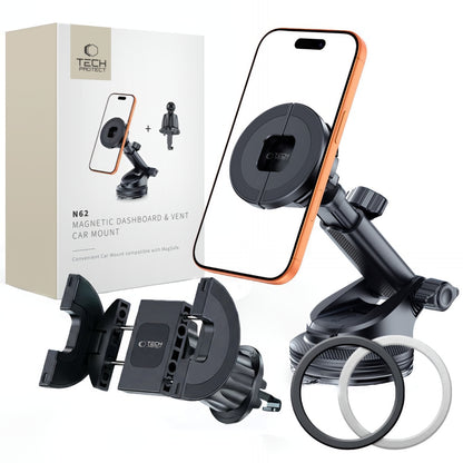 Suporte Auto Magnético Tech-Protect N62 2in1, Universal, Preto