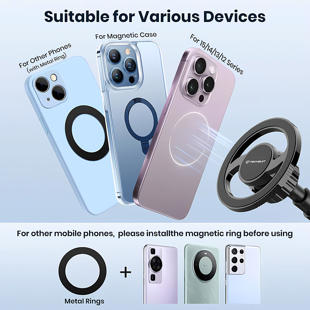 Suporte Auto Magnético Techsuit S12, Universal, Preto