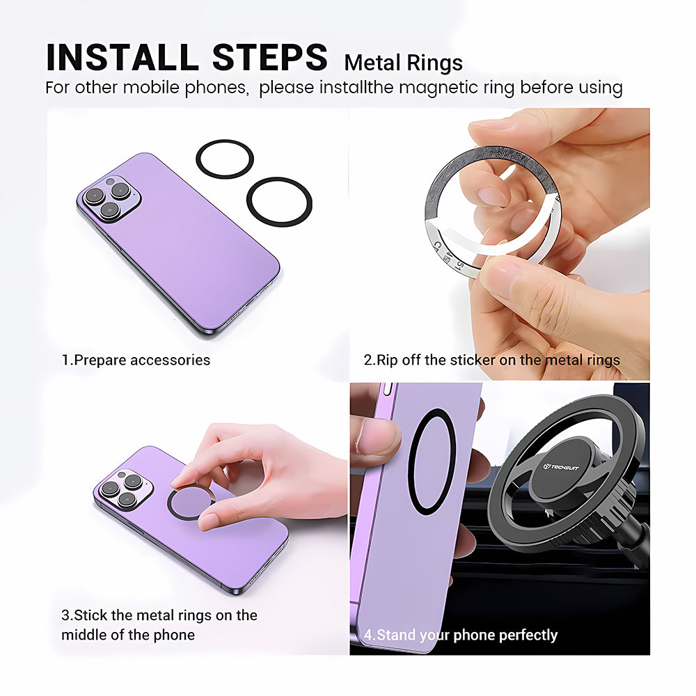 Suporte Auto Magnético Techsuit S12, Universal, Preto