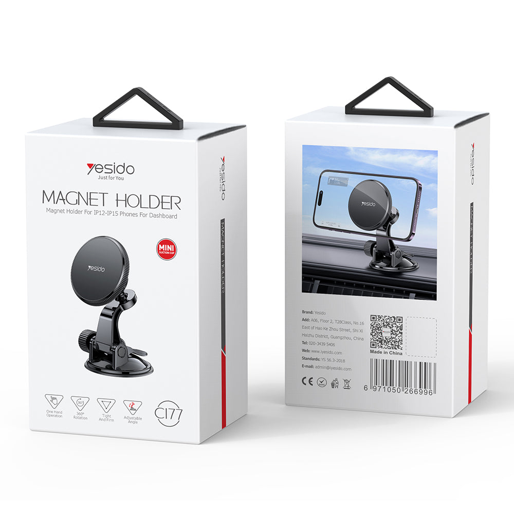 Suporte Auto Magnético Yesido C177, Universal, Preto